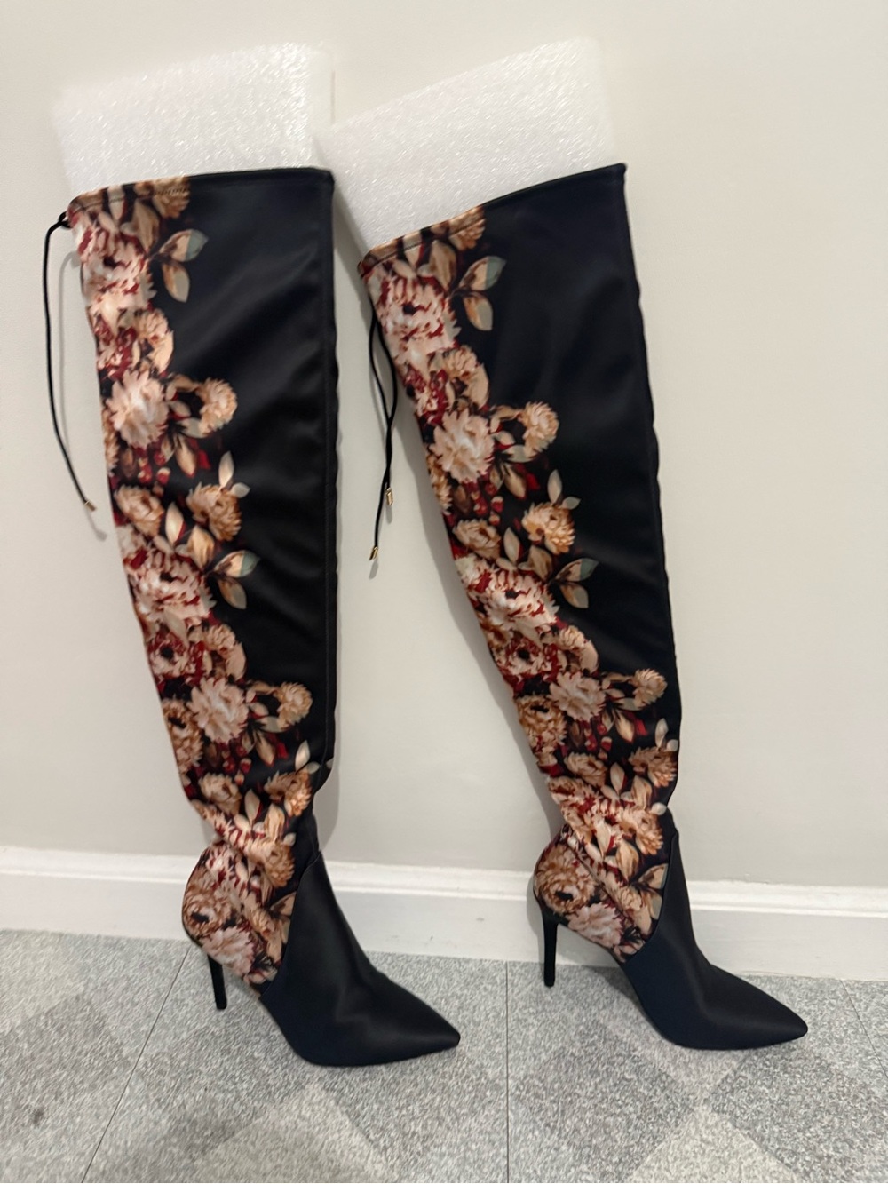 Jessica Simpson Black Floral Over-the-Knee Stiletto Boots